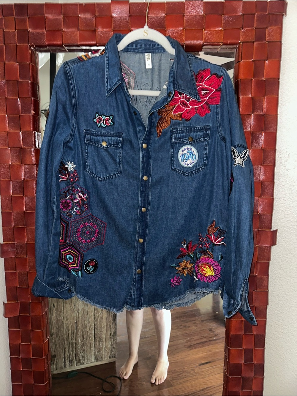 Spell Blue Denim Shirt Jacket Flower child - Picture 2 of 16